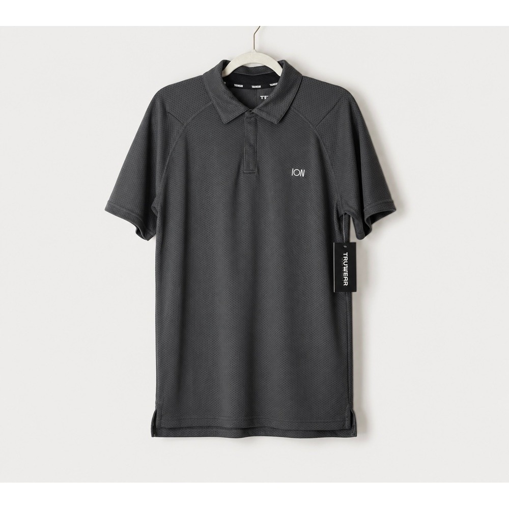 TruWear Performance Polo Shirt Gray Textured Short Sleeve Men's Medium NWT